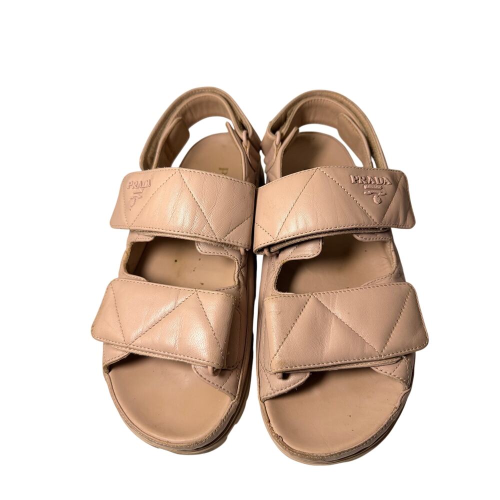Prada Blush Pink Leather Comfort Sandals
